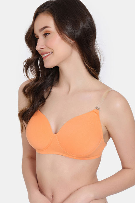 Zivame Beautiful Basics Padded Non Wired 3/4Th Coverage Backless Bra - Mock Orange — image 4